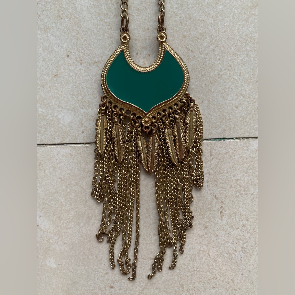 Gold and Green Statement Necklace